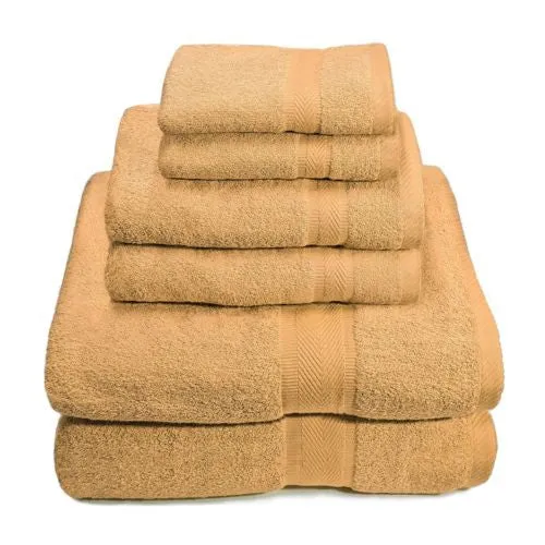 6 Piece 100% Premium Cotton Towel Set, Bath Towels, Hand Towels, Wash Cloths