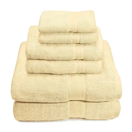 6 Piece 100% Premium Cotton Towel Set, Bath Towels, Hand Towels, Wash Cloths