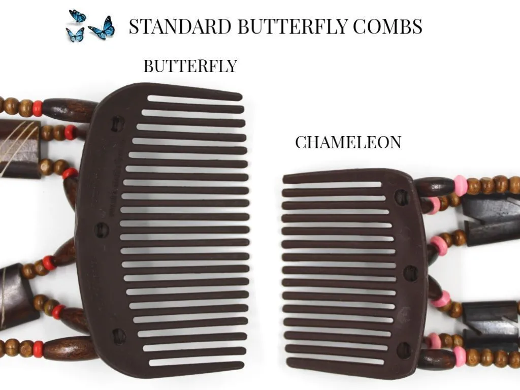 African Butterfly Thick Hair Comb - Dalena Clear 109