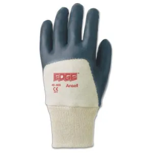 Ansell Edge® Nitrile Gloves, Knit Wrist Cuff, Interlock Knit Lined, Size 9, Black, 40-400-9