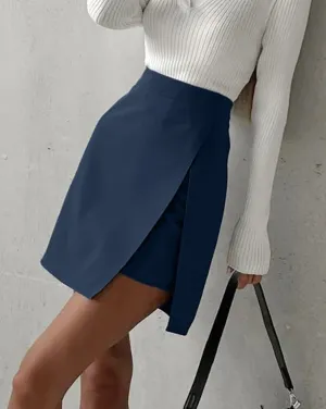 Asymmetric Layered Split Mini Skirt