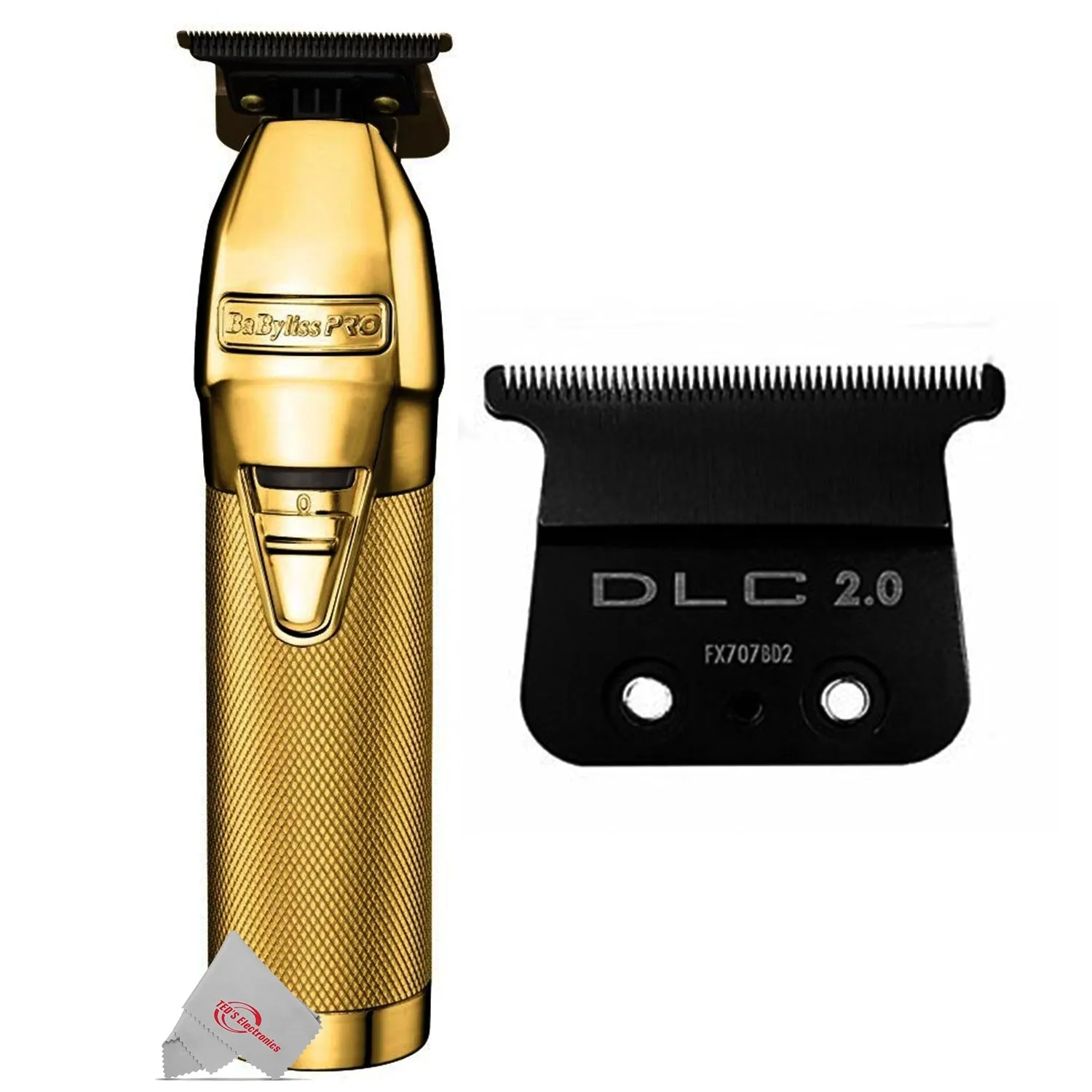 Babyliss Pro GoldFX DLC Deep Tooth Outlining T-Blade Trimmer FX787GDB with Additional FX707BD2 DLC 2.0MM Blade