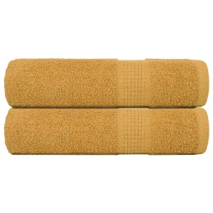 Bath Towels 2 pcs Gold 100x150 cm 360 gsm 100% Cotton