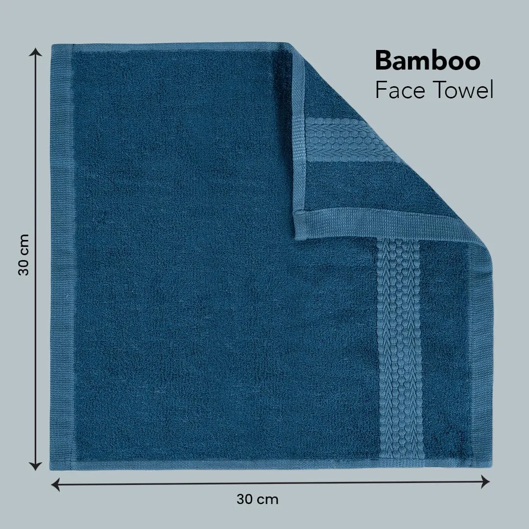 BePlush 450 GSM Bamboo Face Towel Set of 6 | Ultra Soft, Absorbent, & Quick Dry Towels for Gym, Travel | 30 * 30 Cms (6, Rust, Sky Blue, Grey, Aqua Marine Blue, Olive Green & Pink)