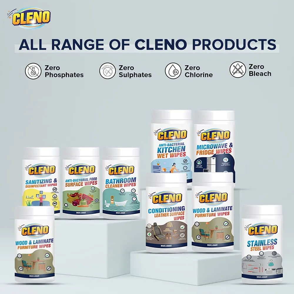 Cleno Kitchen Wet Wipes to Clean Sticky, Greasy Dirt on Platform, Shelves, Jars, Floor & Sink - 50 Wipes (Ready to Use) (Pack of 3)