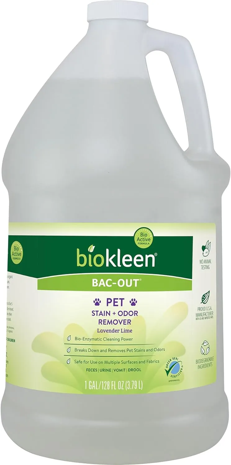 Eco-Friendly Pet Stain Remover, 1 Gallon, Enzymatic, Natural, Destroys Stains & Odors Safely, for Pet Stains on Carpets - Plant-Based