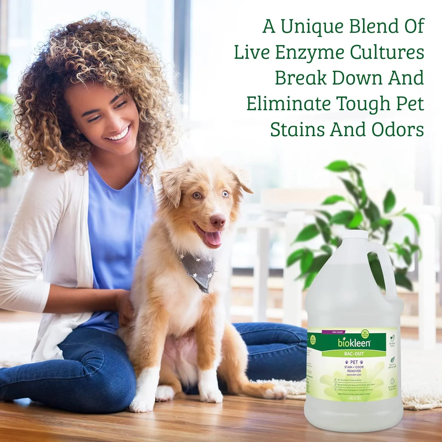 Eco-Friendly Pet Stain Remover, 1 Gallon, Enzymatic, Natural, Destroys Stains & Odors Safely, for Pet Stains on Carpets - Plant-Based