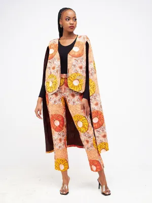 Fem Midi Cape - Peach / Multicolor