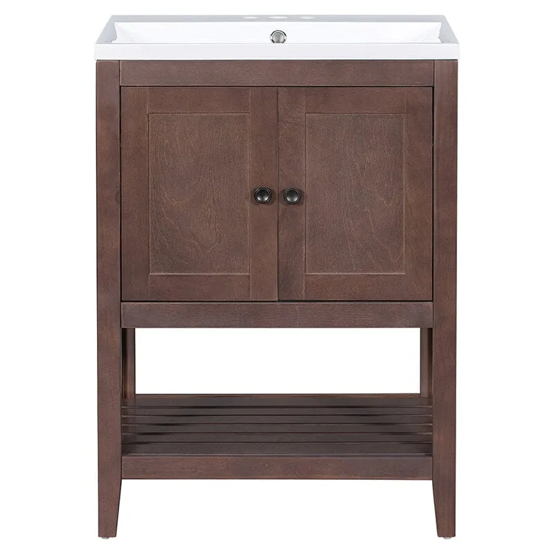 Giving Tree 24" Modern Freestanding Bathroom Vanity Ceramic Sink with Doors and Shelf