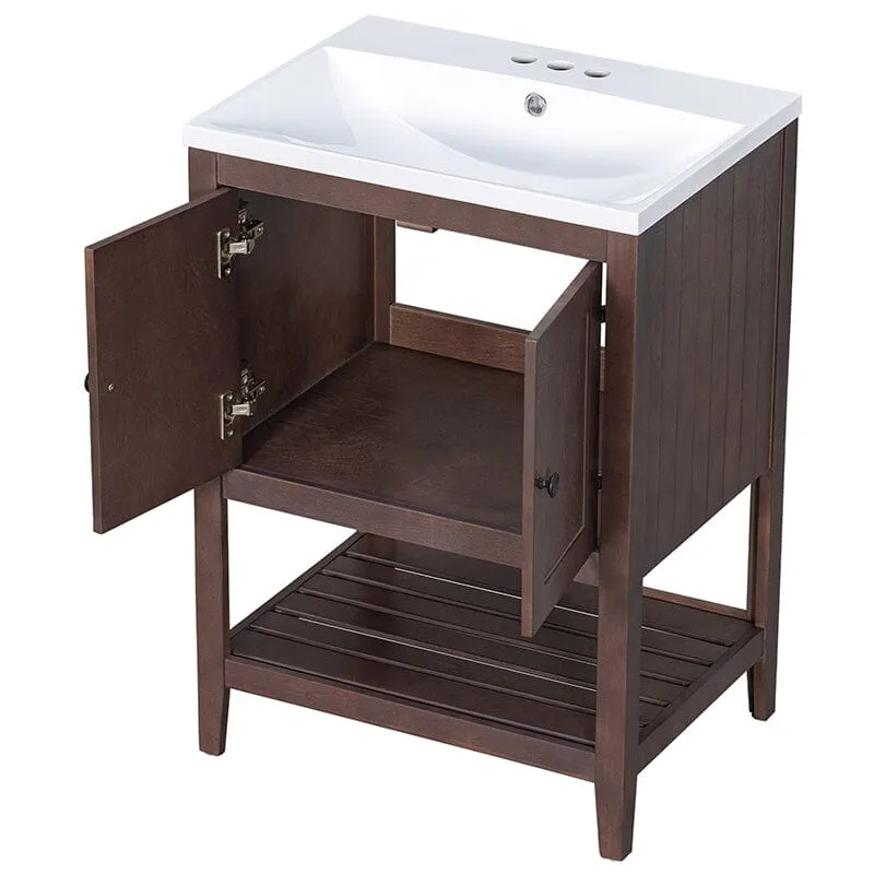 Giving Tree 24" Modern Freestanding Bathroom Vanity Ceramic Sink with Doors and Shelf