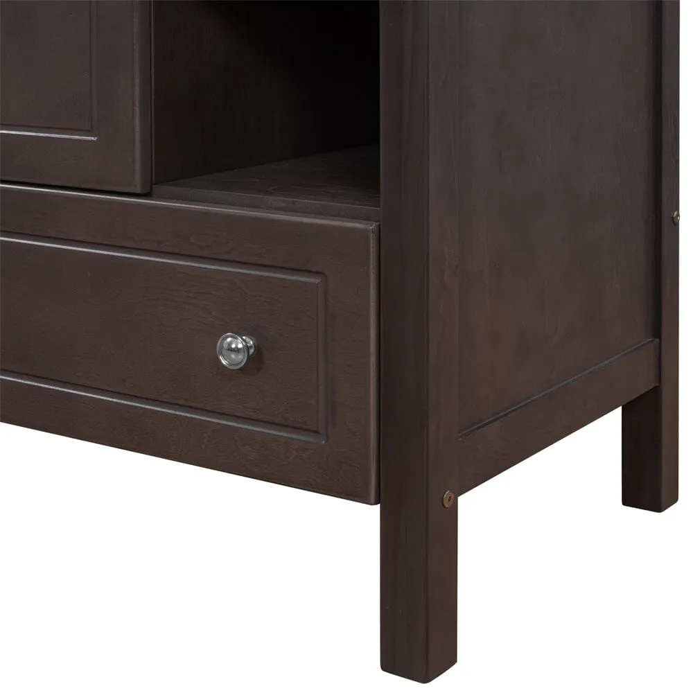 Giving Tree 30" Bathroom Vanity with Sink, Bathroom Storage Cabinet with Doors and Drawers, Solid Wood Frame, Ceramic Sink, Brown