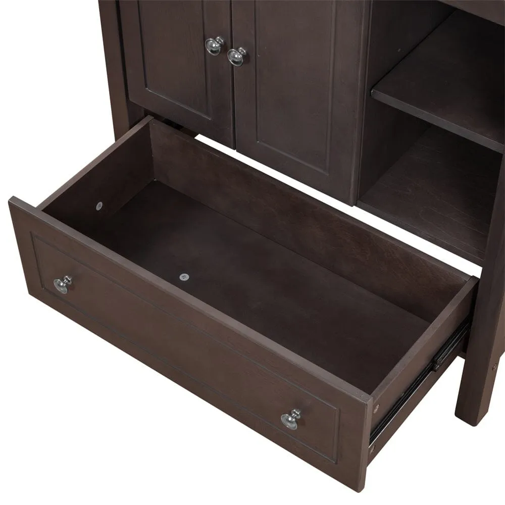 Giving Tree 30" Bathroom Vanity with Sink, Bathroom Storage Cabinet with Doors and Drawers, Solid Wood Frame, Ceramic Sink, Brown