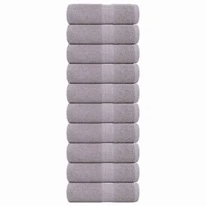 Guest Towels 10 pcs Grey 30x50 cm 360 gsm 100% Cotton