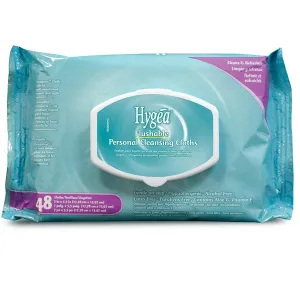 Hygea Flushable Personal Cleansing Cloth Wipes, 48/Pk