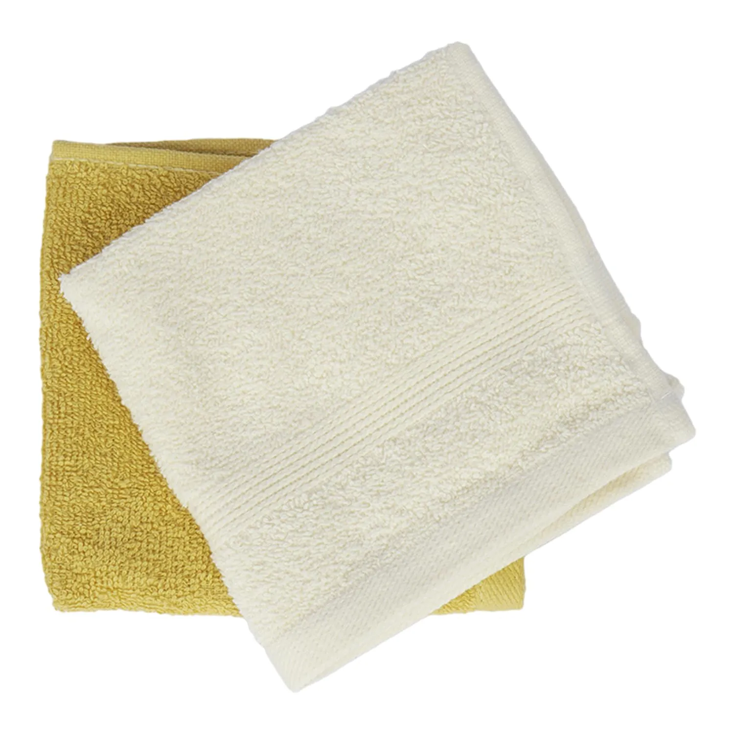 Kuber Industries 525 GSM Cotton Face Towels |Super Soft, Quick Absorbent & Anti-Bacterial|Gym & Workout Towels|Pack of 2 (Mustrad & Ivory)