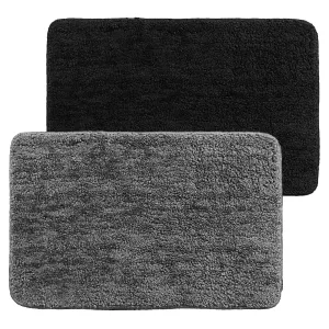 Kuber Industries Microfiber Doormats|Non-Skid Water Absorbant Fluffy Floor mat|Entrance Mat for Kitchen,Bedside,Door,Living,Prayer Room,60x40 cm,Pack of 2 (Black & Gray)