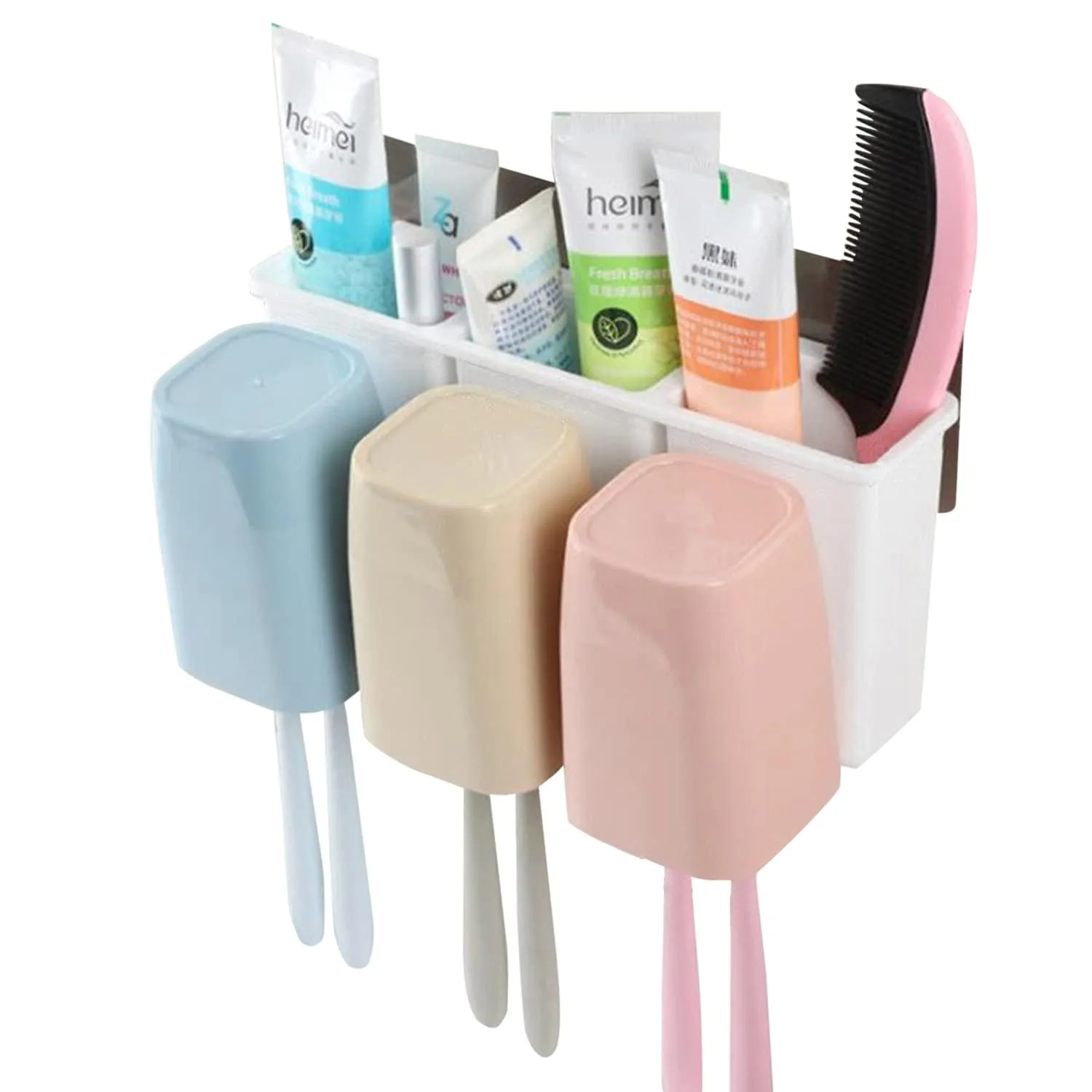 Magic Sticker Series Wall Mounted Bathroom Toothbrush Holder Stand