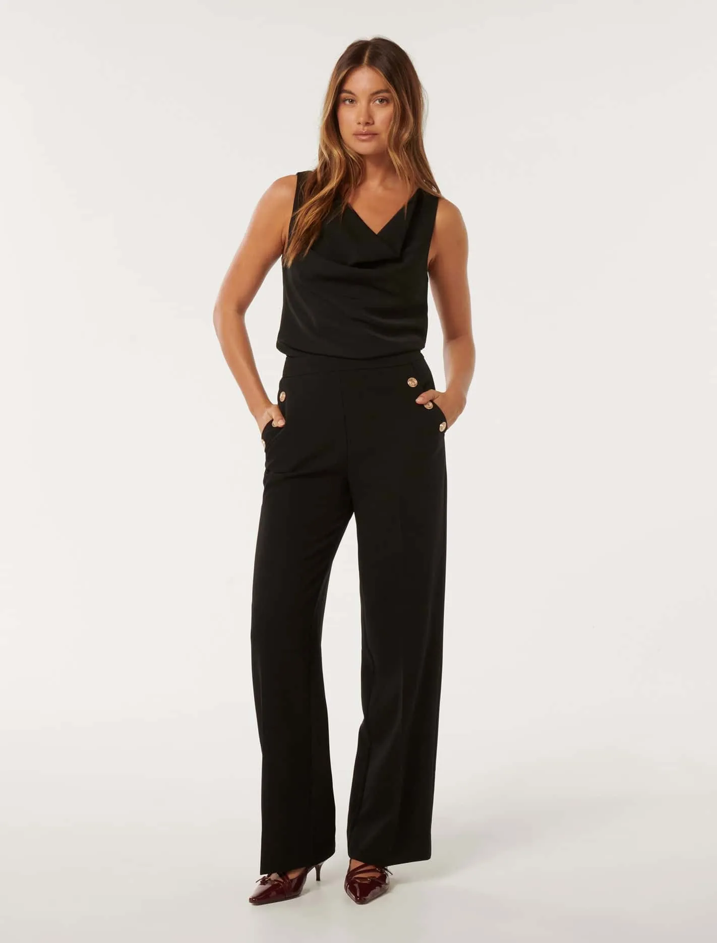 Mary Button Wide Leg Pants