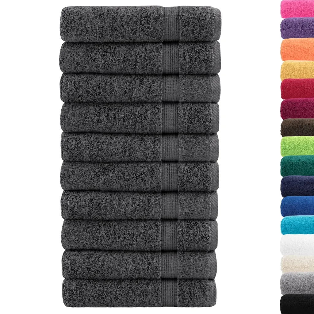 Premium Hand Towels 10pcs Anthracite 50x100cm 600gsm 100% Cotton