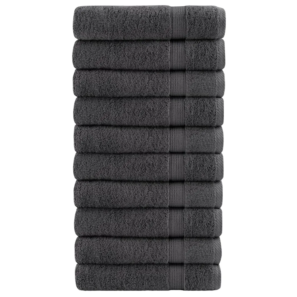 Premium Hand Towels 10pcs Anthracite 50x100cm 600gsm 100% Cotton