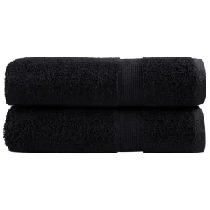 Premium Hand Towels 2 pcs Black 50x100 cm 600 gsm 100% Cotton