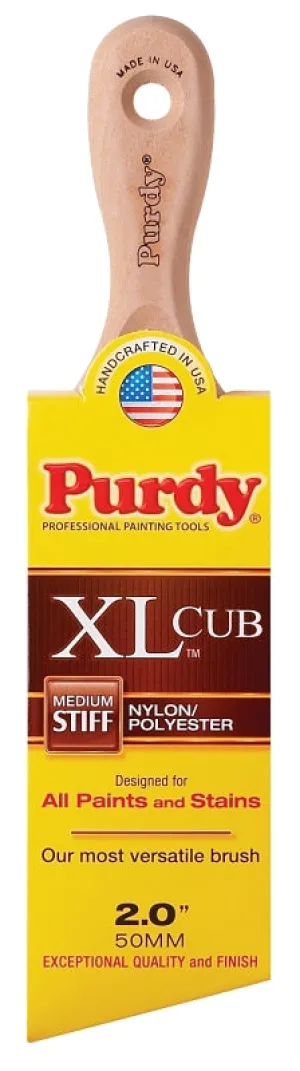 Purdy XL Cub 144153320 Angular Trim Brush, 2 in W, 2-11/16 in L Bristle, Nylon/Polyester Bristle :EA: QUANTITY: 1