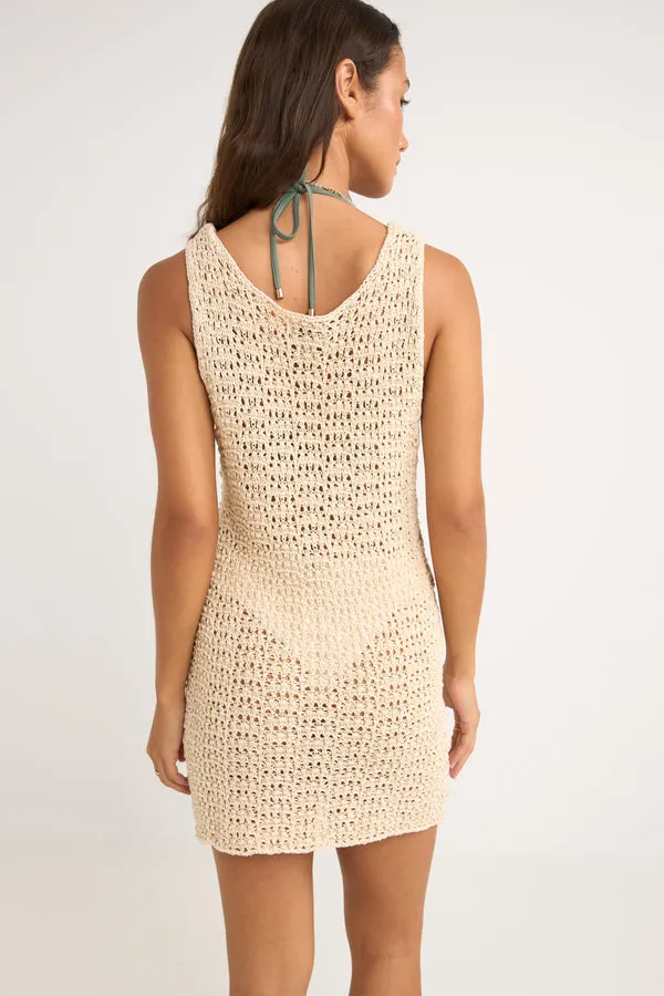 Rhythm Maddie Knit Scoop Neck Mini Dress - CREAM