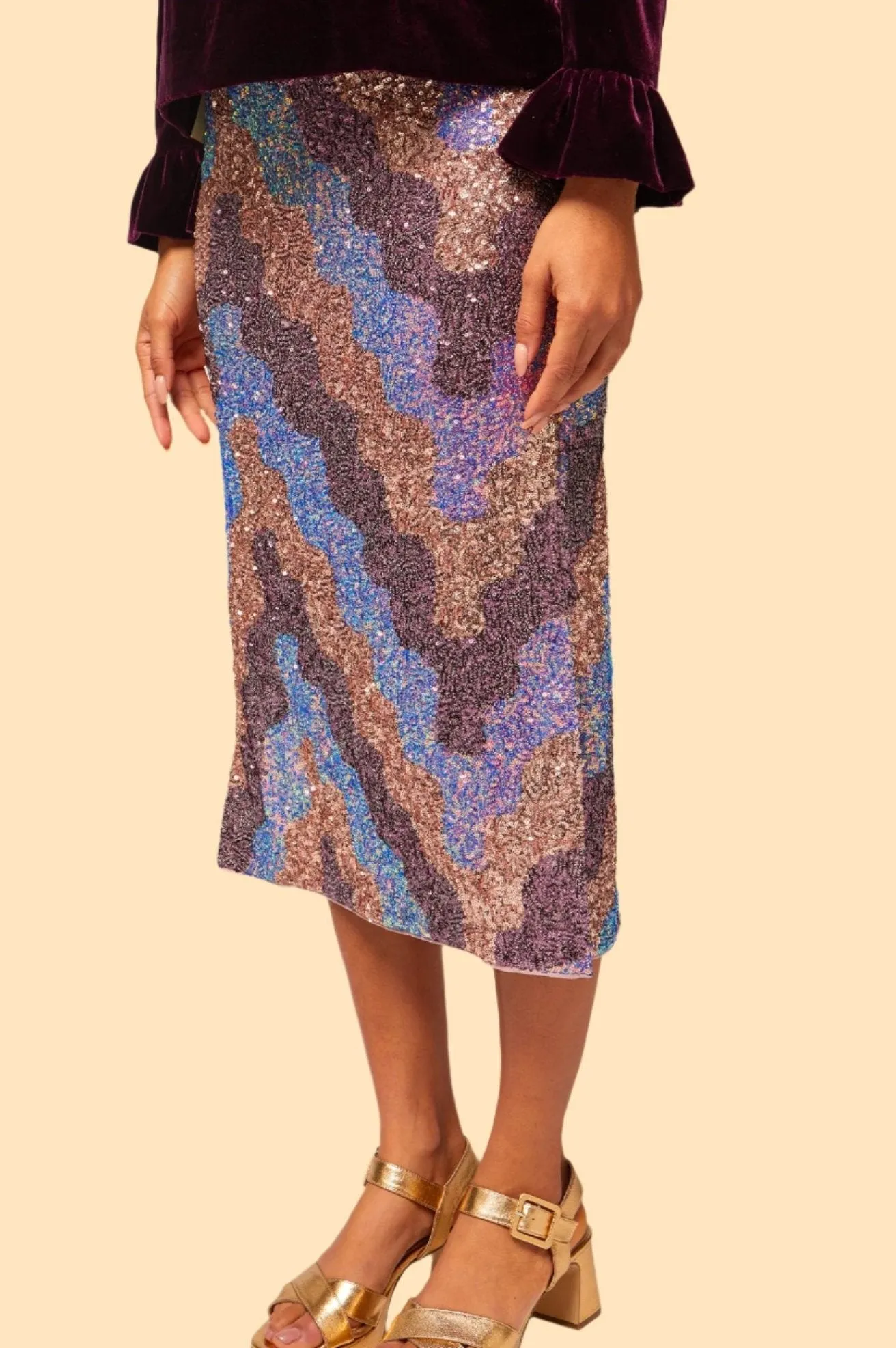 Sequin Midi Skirt | Pastel Multi