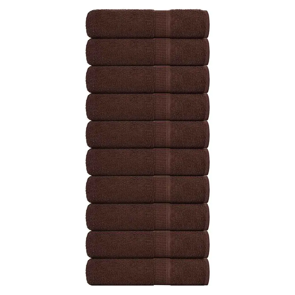 Shower Towels 10 pcs Brown 70x140 cm 360 gsm 100% Cotton