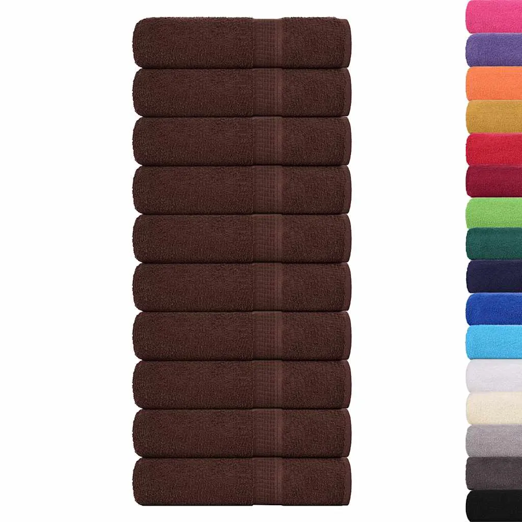 Shower Towels 10 pcs Brown 70x140 cm 360 gsm 100% Cotton